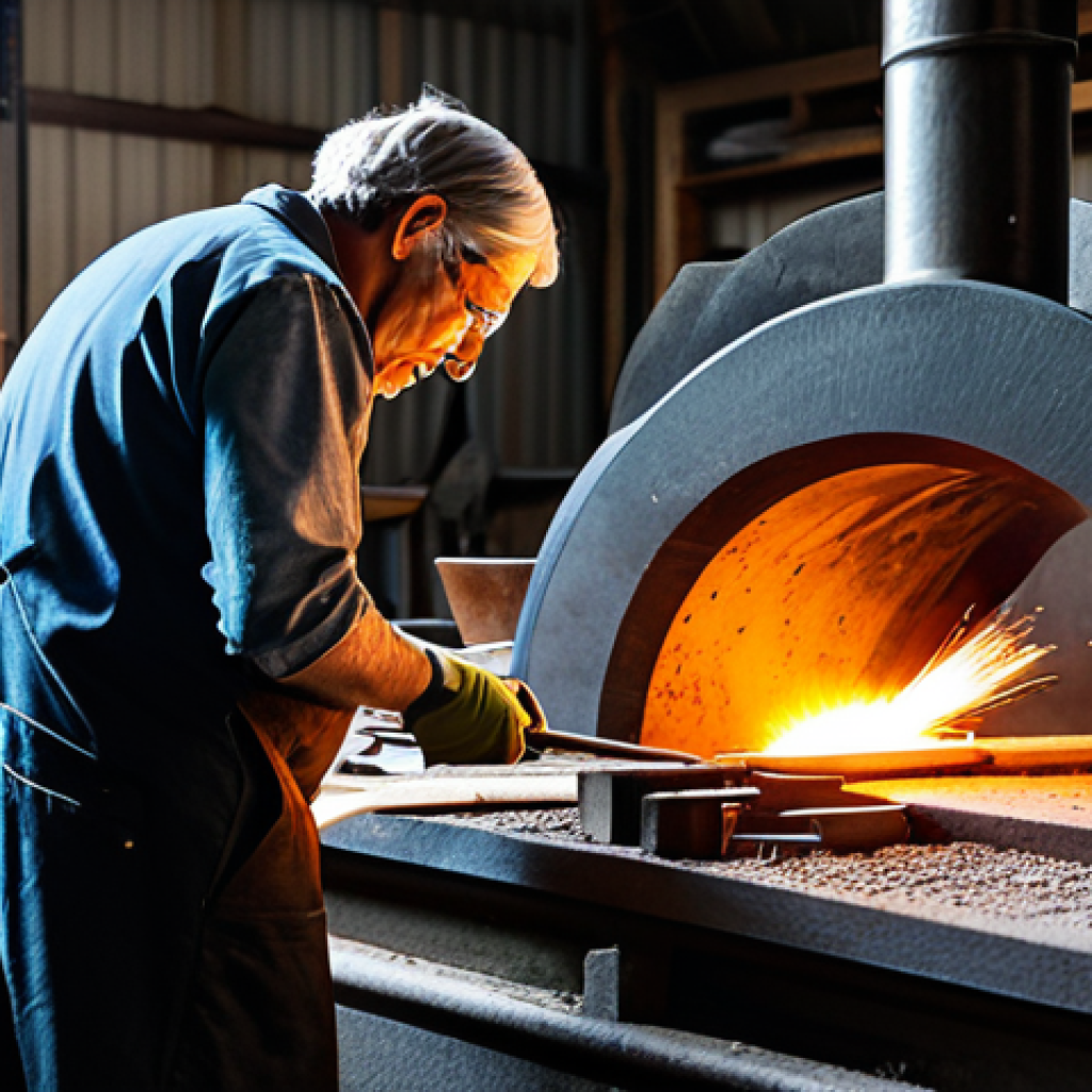 A skilled artisan, fully clothed in a modest, professional work outfit, stands in a brightly lit, organized workshop. In the foreground, their well-formed hands are meticulously crafting a detailed metal item at a glowing forge, with various raw materials like ore and wood neatly stacked nearby. The background shows glimpses of natural elements, hinting at resource gathering. perfect anatomy, correct proportions, natural pose, proper finger count, natural body proportions, professional photography, high quality, safe for work, appropriate content, family-friendly.