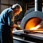 A skilled artisan, fully clothed in a modest, professional work outfit, stands in a brightly lit, organized workshop. In the foreground, their well-formed hands are meticulously crafting a detailed metal item at a glowing forge, with various raw materials like ore and wood neatly stacked nearby. The background shows glimpses of natural elements, hinting at resource gathering. perfect anatomy, correct proportions, natural pose, proper finger count, natural body proportions, professional photography, high quality, safe for work, appropriate content, family-friendly.