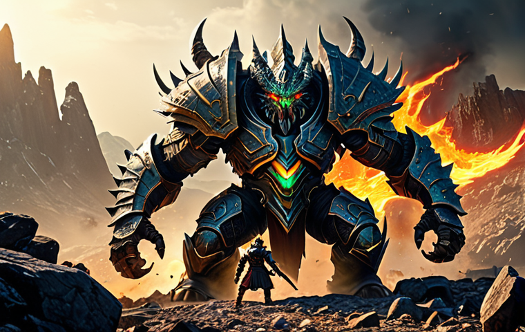 A Fierce Battle Against a Colossal Boss**

"A group of fully armored Arkaj warriors engaged in a dynamic battle against a colossal, monstrous world boss in a desolate, rocky landscape. The warriors are fully clothed in detailed, fantasy armor, wielding glowing weapons. The boss is monstrous, with scales and glowing eyes, breathing fire. Dramatic lighting, dynamic action, perfect anatomy, correct proportions, high resolution, safe for work, appropriate content, fully clothed, professional, family-friendly."

**